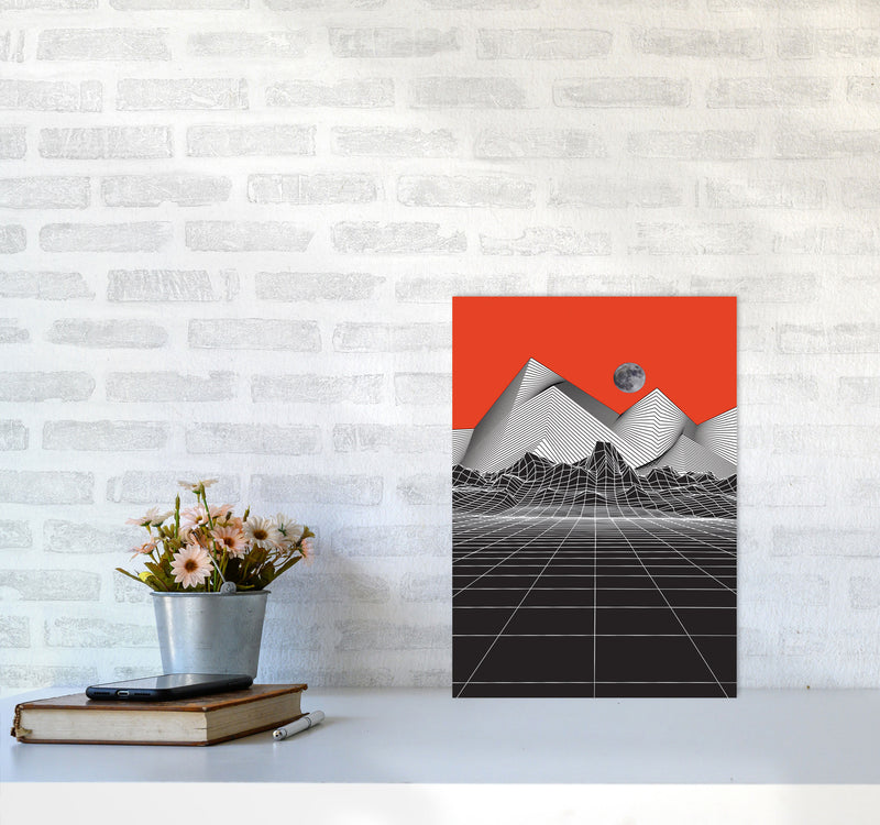 Moon Rise Red Art Print by Jason Stanley A3 Black Frame