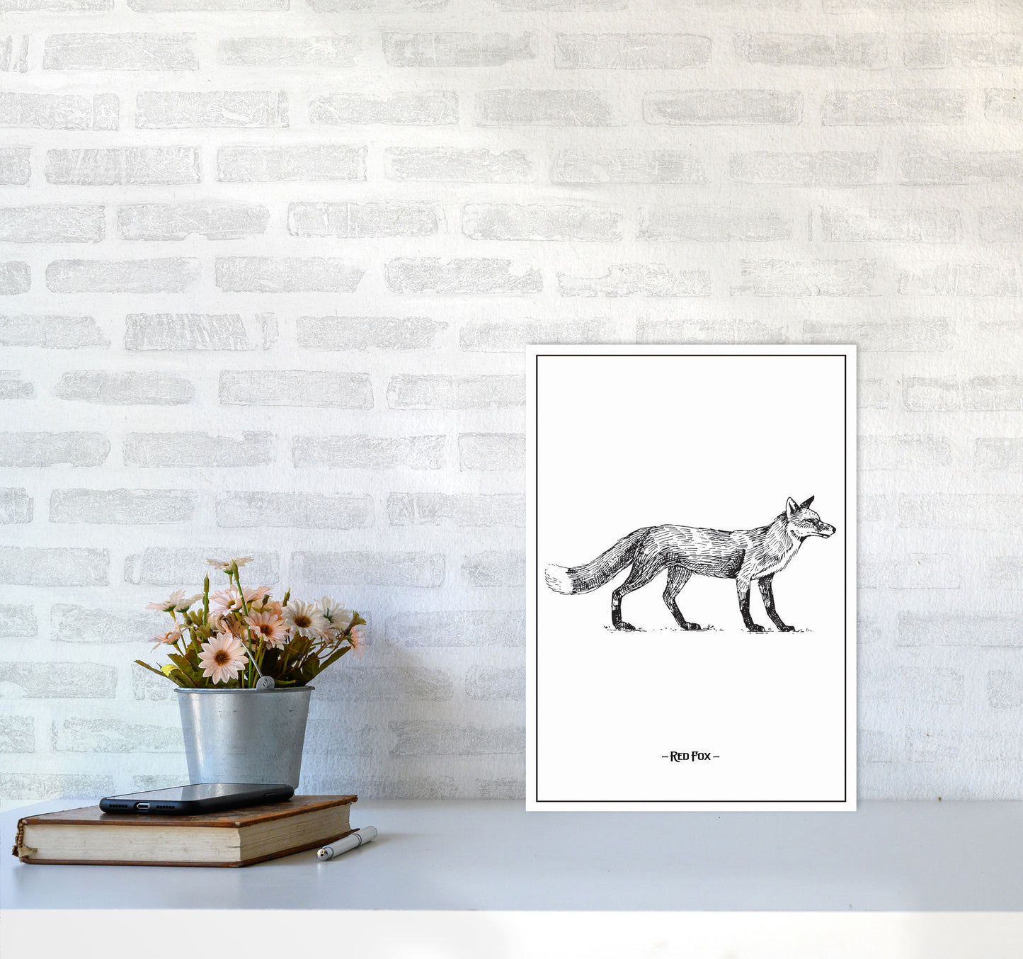 Red Fox Art Print by Jason Stanley A3 Black Frame