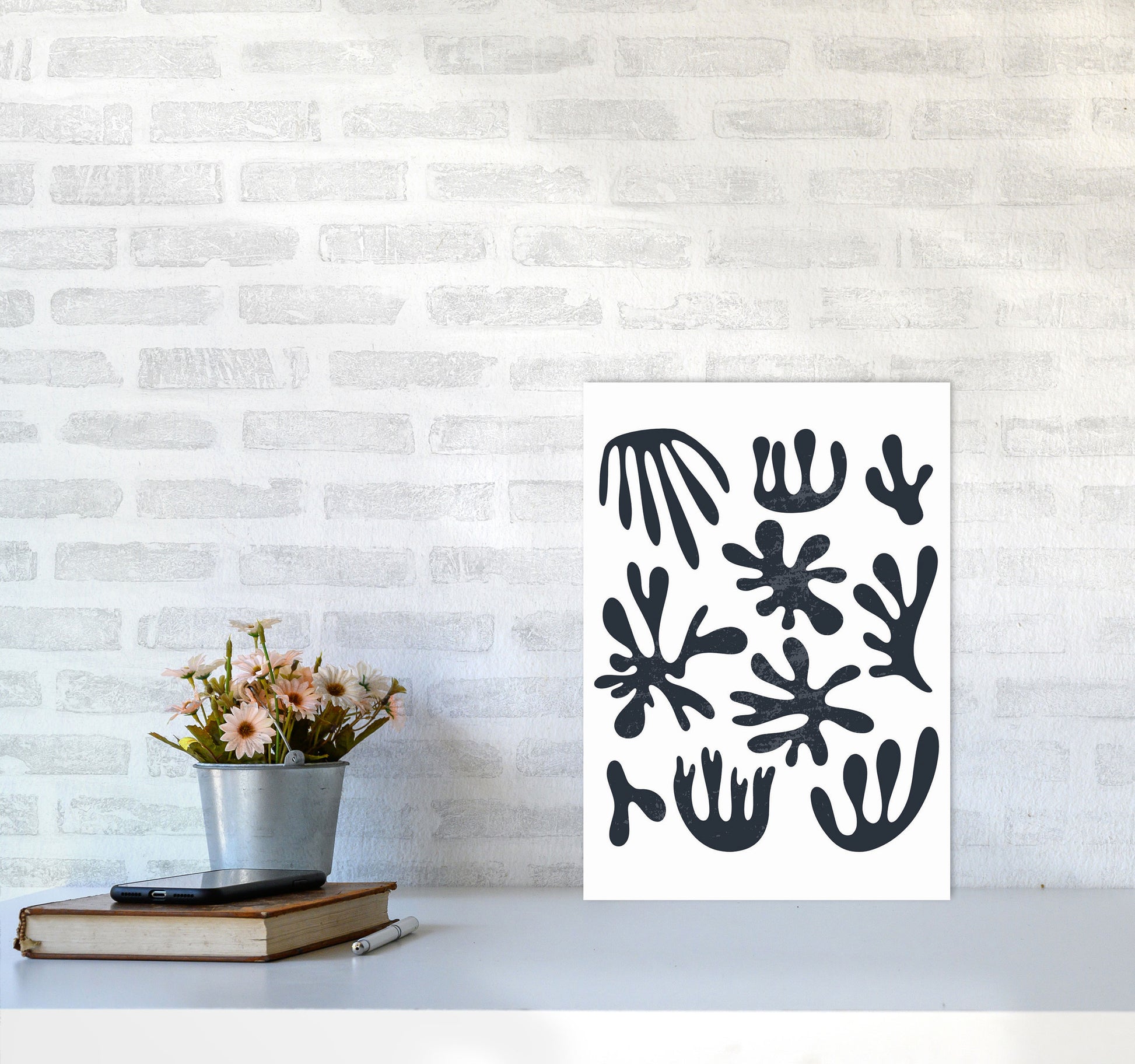 Minimal Abstract Algae I Art Print by Jason Stanley A3 Black Frame