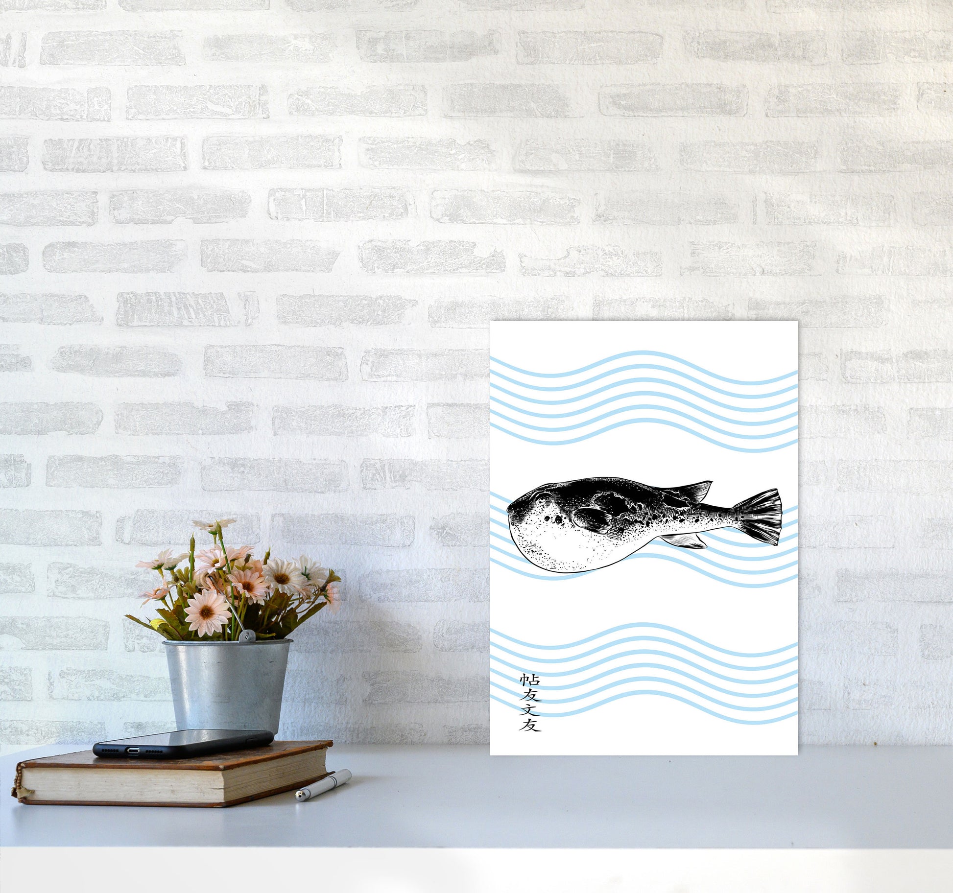 Fugu Art Print by Jason Stanley A3 Black Frame