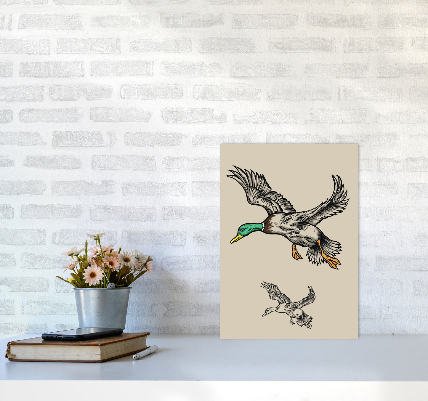 Flying Ducks Art Print by Jason Stanley A3 Black Frame