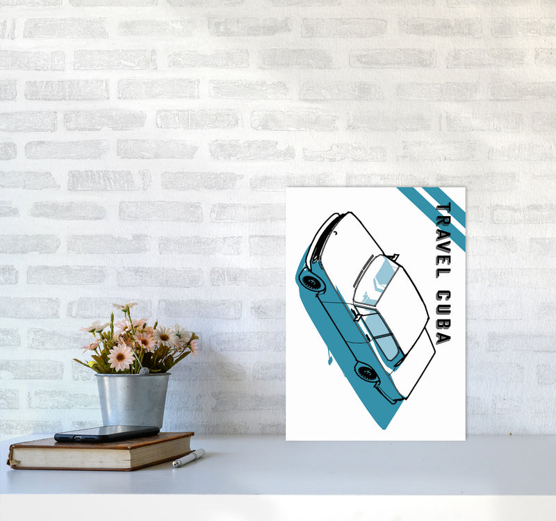 Travel Cuba Blue Art Print by Jason Stanley A3 Black Frame