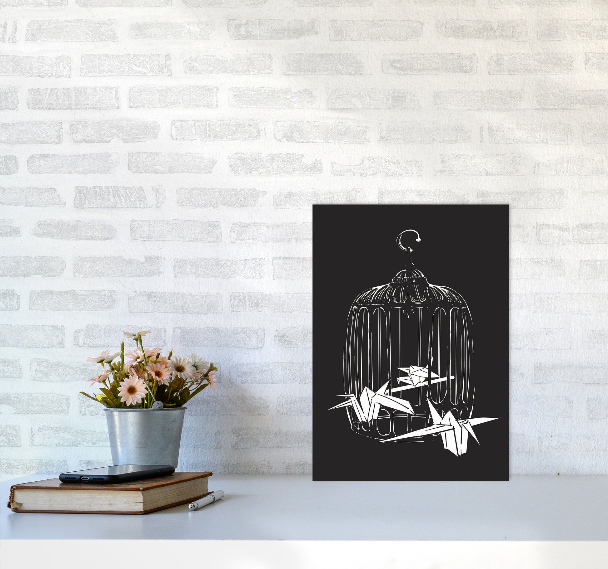 Origami Birds Art Print by Jason Stanley A3 Black Frame