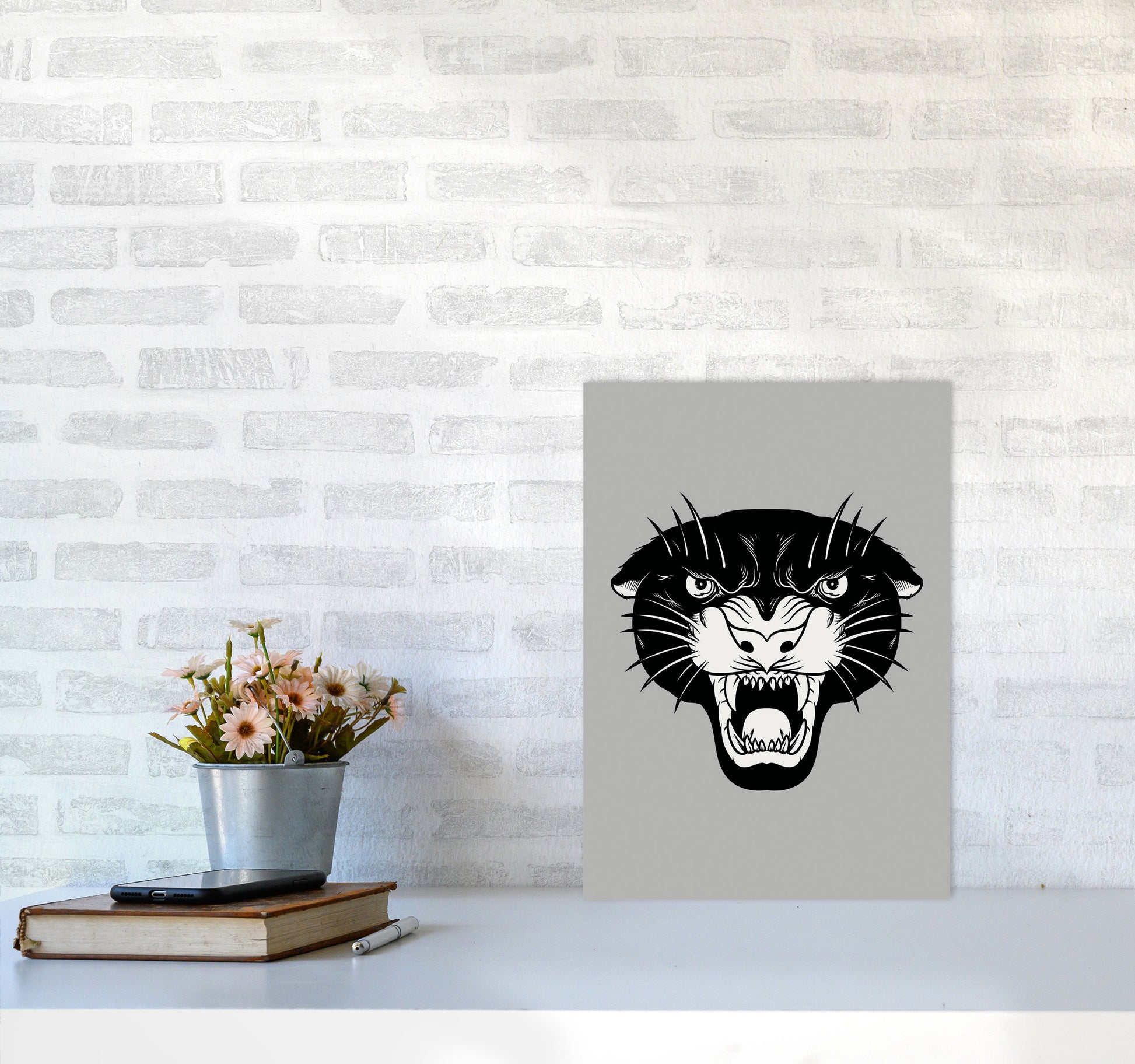 Vintage Panther Art Print by Jason Stanley A3 Black Frame