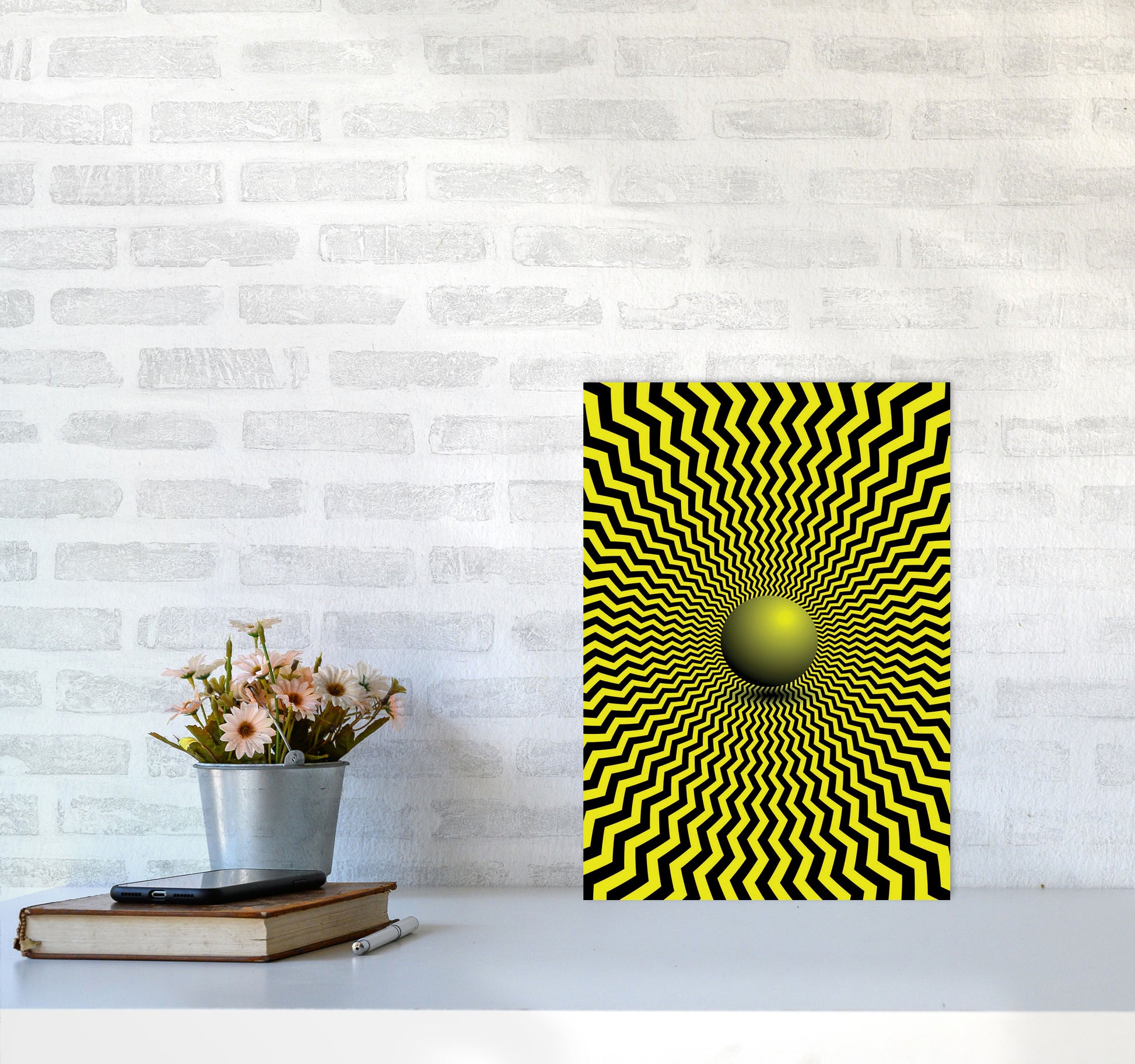 Optical Illusion Art Print by Jason Stanley A3 Black Frame