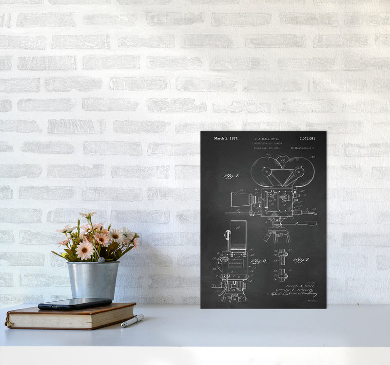 Cinema Camera Patent-Chalkboard Art Print by Jason Stanley A3 Black Frame