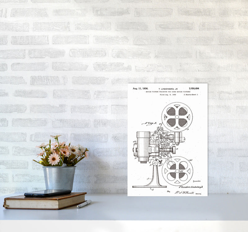 Motion Picture Projector Patent Art Print by Jason Stanley A3 Black Frame