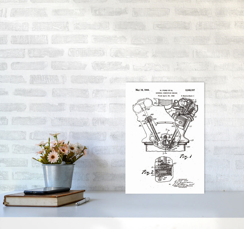 Ford Internal Combustion Engine Patent Art Print by Jason Stanley A3 Black Frame