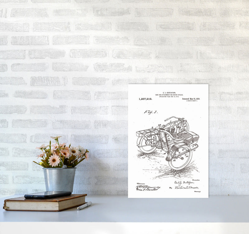 Motorcycle With Side Car Patent Art Print by Jason Stanley A3 Black Frame