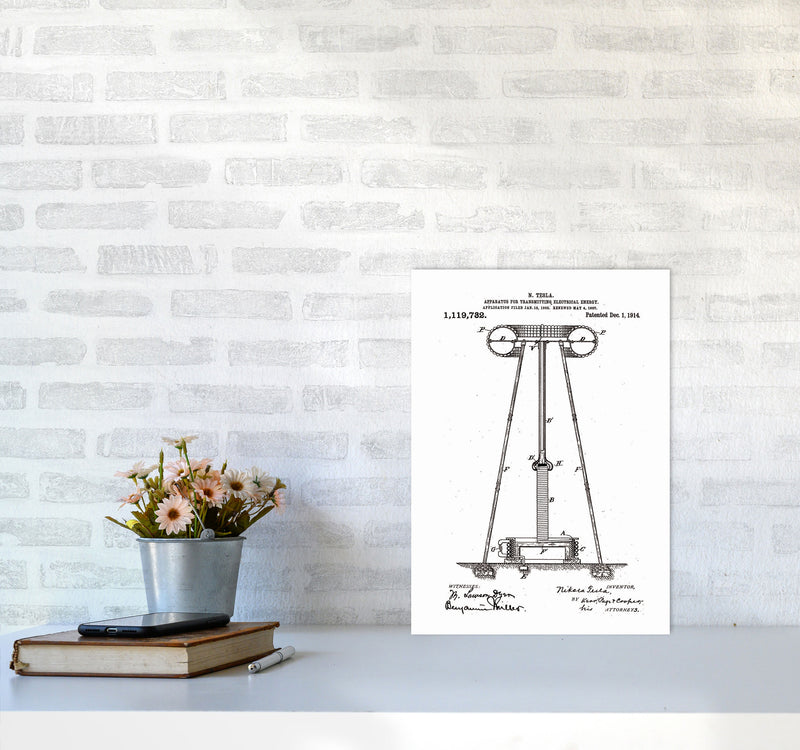 Tesla Electrical Energy Patent Art Print by Jason Stanley A3 Black Frame