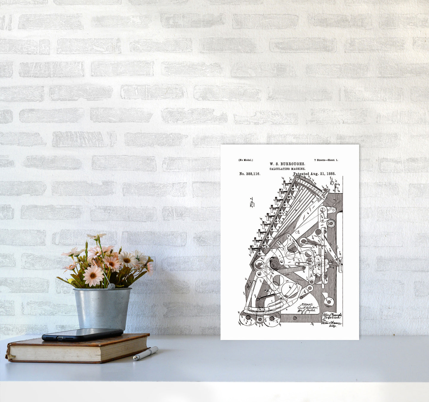 Calculating Machine Patent Art Print by Jason Stanley A3 Black Frame