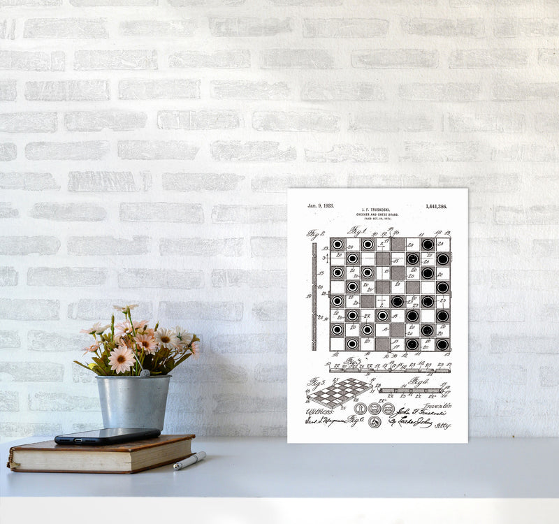 Chess And Checkers Board Patent Art Print by Jason Stanley A3 Black Frame