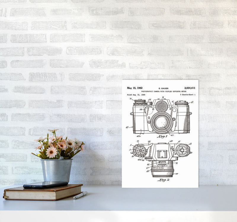 Photographic Camera Patent Art Print by Jason Stanley A3 Black Frame