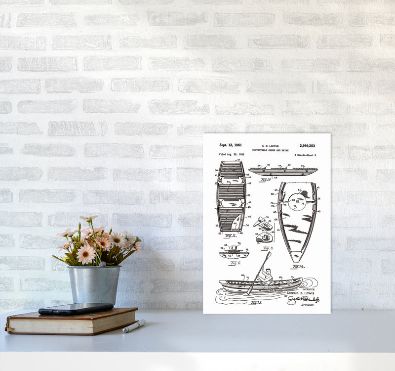 Canoe And Kayak Patent Art Print by Jason Stanley A3 Black Frame
