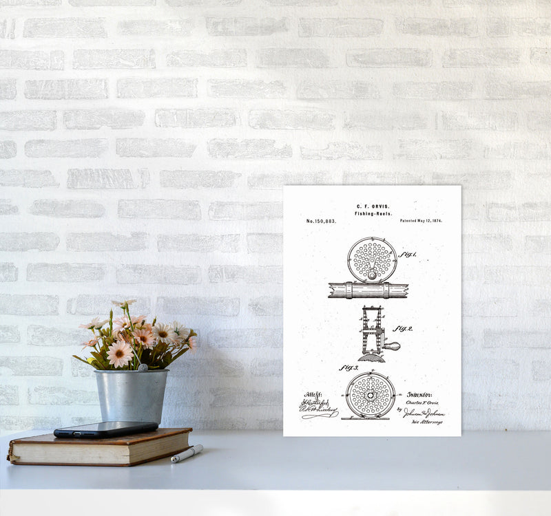 Fly Fishing Reel Patent Art Print by Jason Stanley A3 Black Frame
