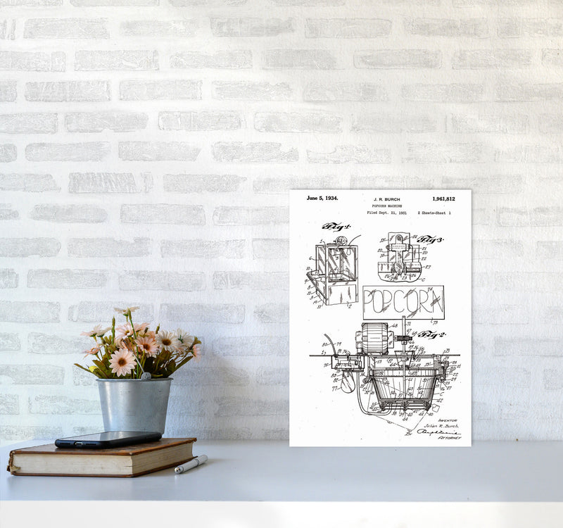 Popcorn Machine Patent 2 Art Print by Jason Stanley A3 Black Frame