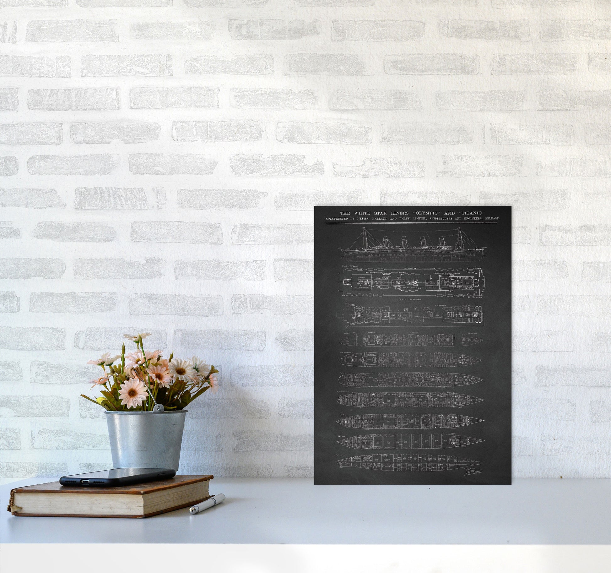Titanic Patent- Chalkboard Art Print by Jason Stanley A3 Black Frame