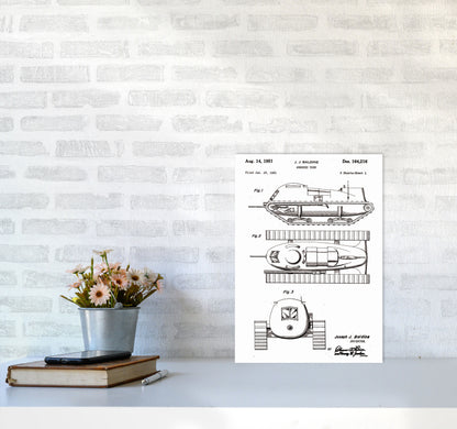Armored Tank Patent White Art Print by Jason Stanley A3 Black Frame