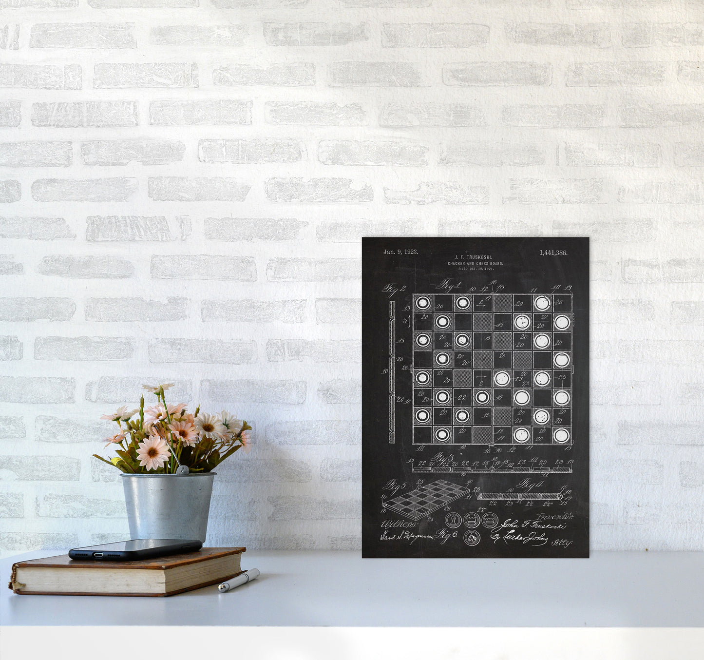 Chess And Checkers Patent Art Print by Jason Stanley A3 Black Frame