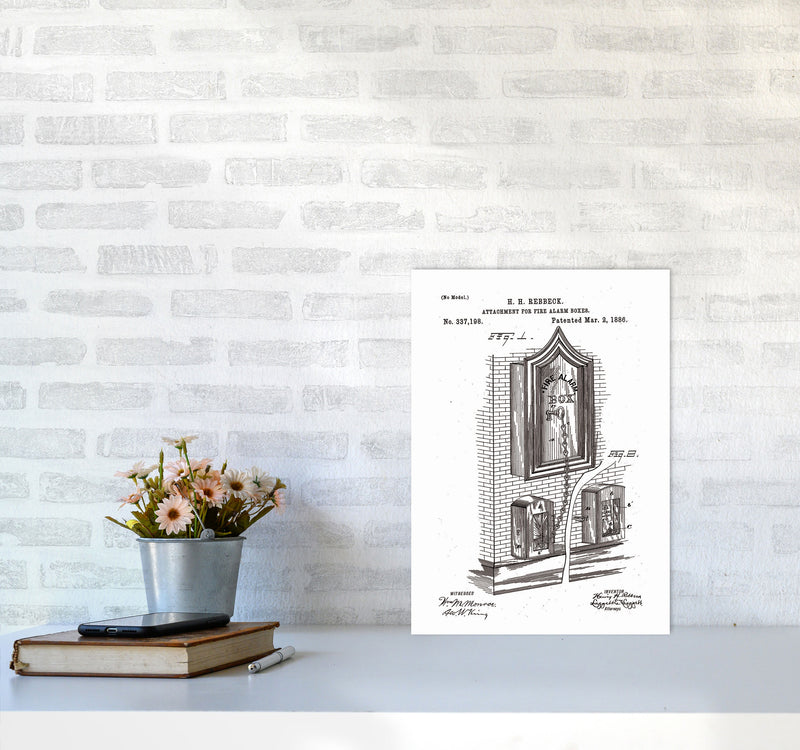 Fire Alarm Box Patent Art Print by Jason Stanley A3 Black Frame