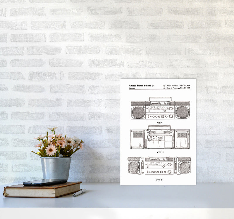 Ghetto Blaster Patent Art Print by Jason Stanley A3 Black Frame