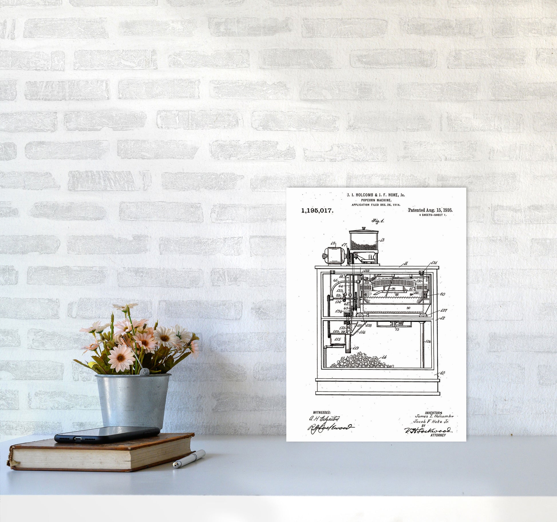 Popcorn Machine Patent Art Print by Jason Stanley A3 Black Frame