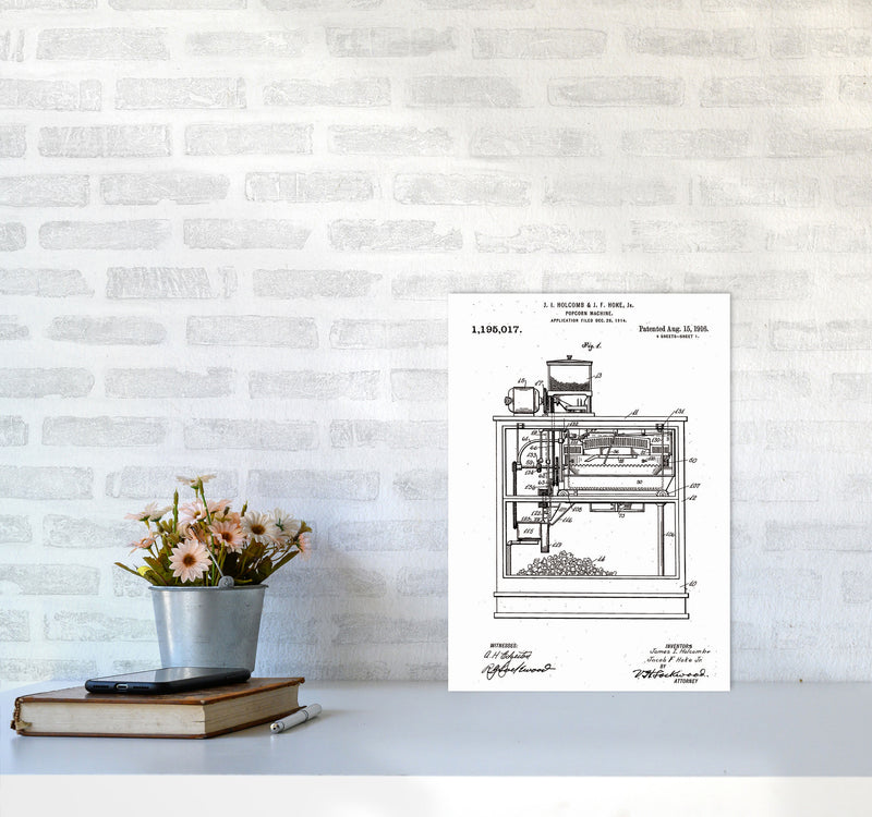 Popcorn Machine Patent Art Print by Jason Stanley A3 Black Frame