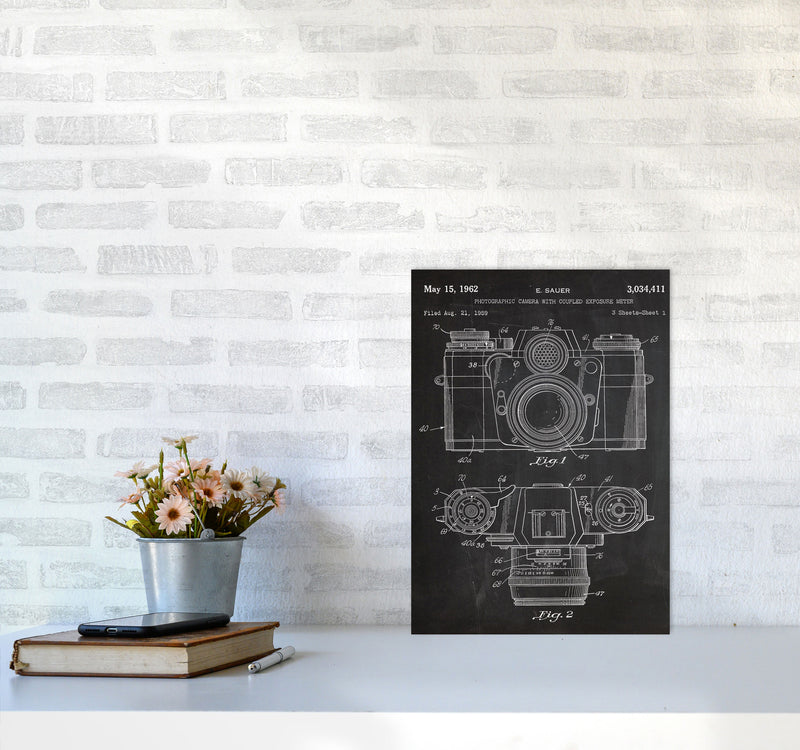 Vintage Camera Patent Art Print by Jason Stanley A3 Black Frame