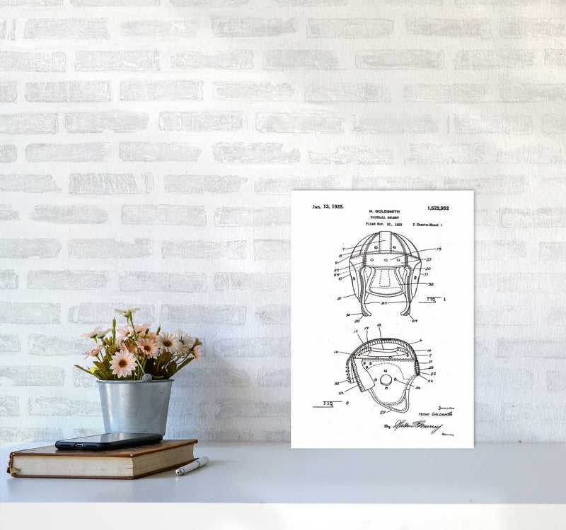 Football Helmet Patent Art Print by Jason Stanley A3 Black Frame
