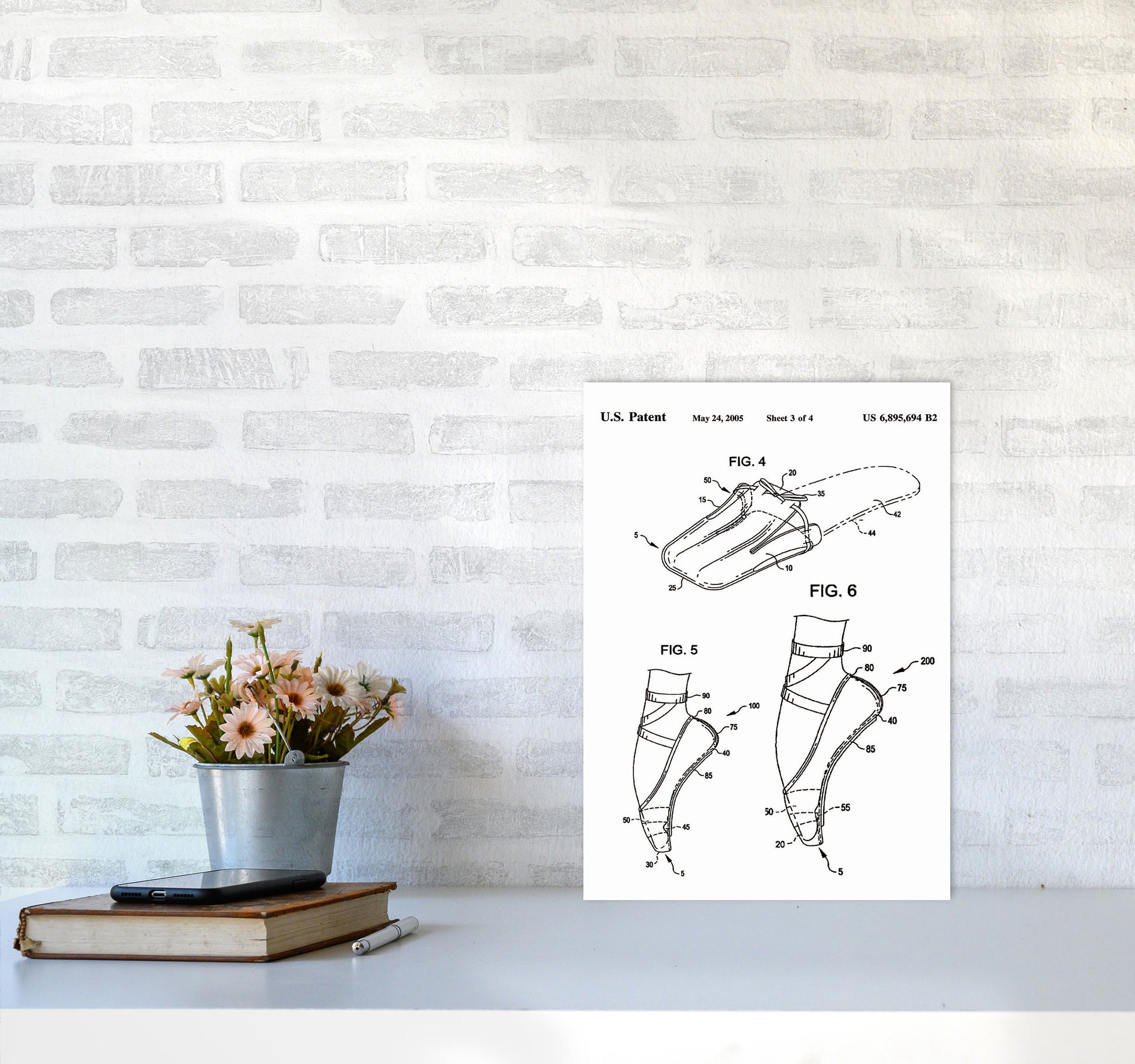 Ballet Slipper Patent Art Print by Jason Stanley A3 Black Frame