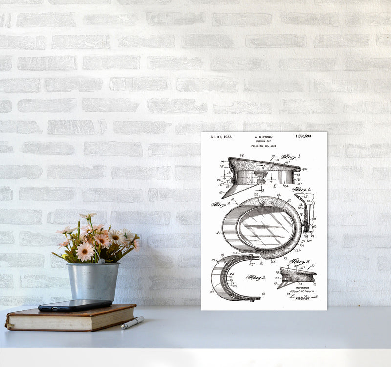 Police Man Hat Patent Art Print by Jason Stanley A3 Black Frame