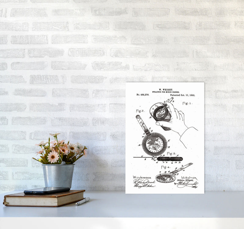 Drink Strainer Patent Art Print by Jason Stanley A3 Black Frame