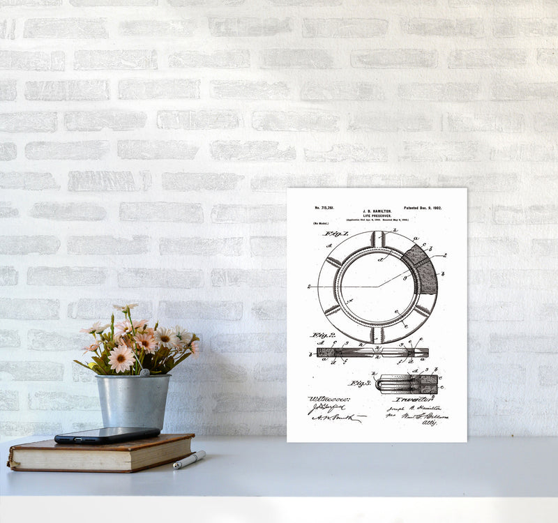 Life Preserver Patent Art Print by Jason Stanley A3 Black Frame