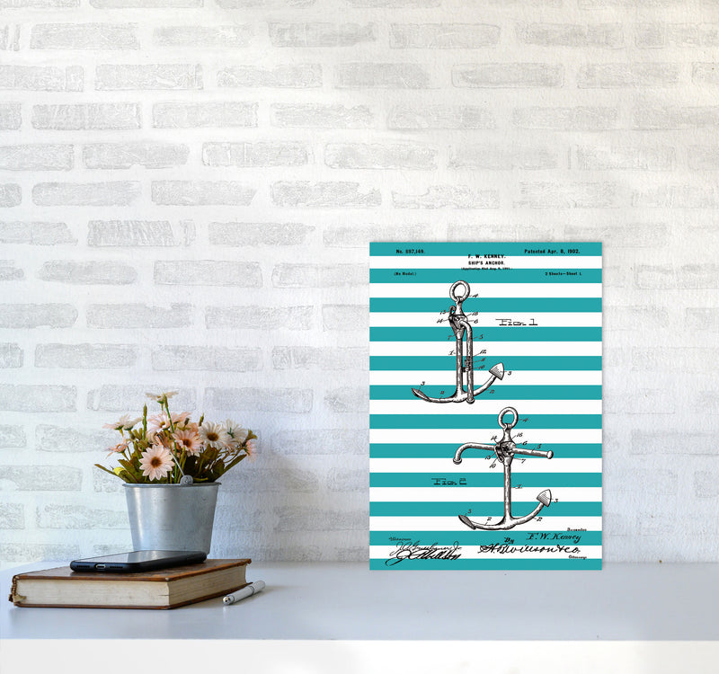Anchor Patent Stripe Art Print by Jason Stanley A3 Black Frame