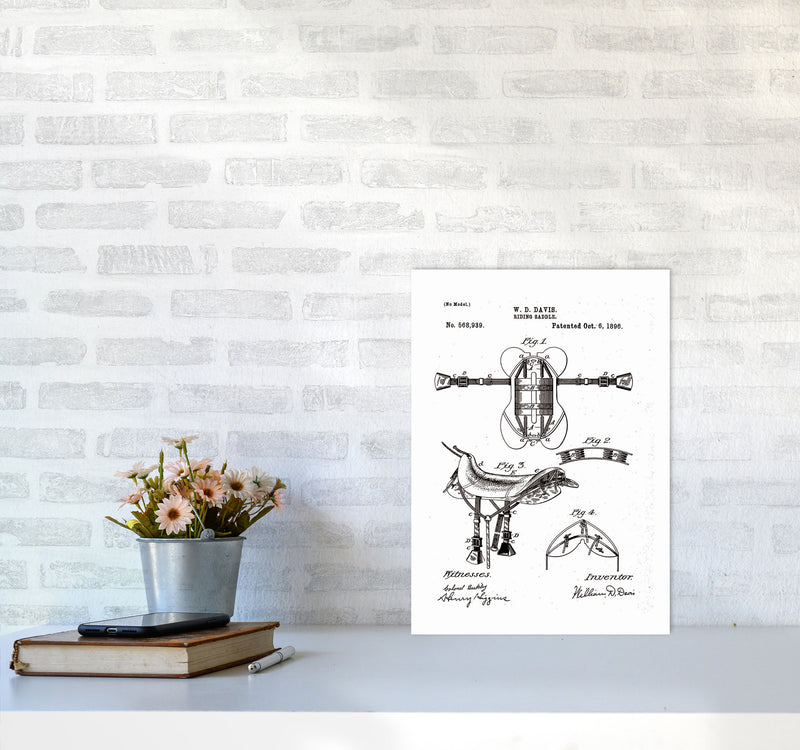 Riding Saddle Patent Art Print by Jason Stanley A3 Black Frame