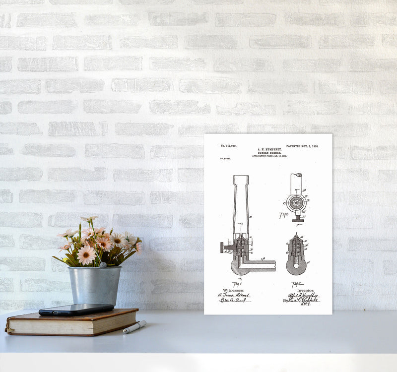 Bunsen Burner Patent Art Print by Jason Stanley A3 Black Frame
