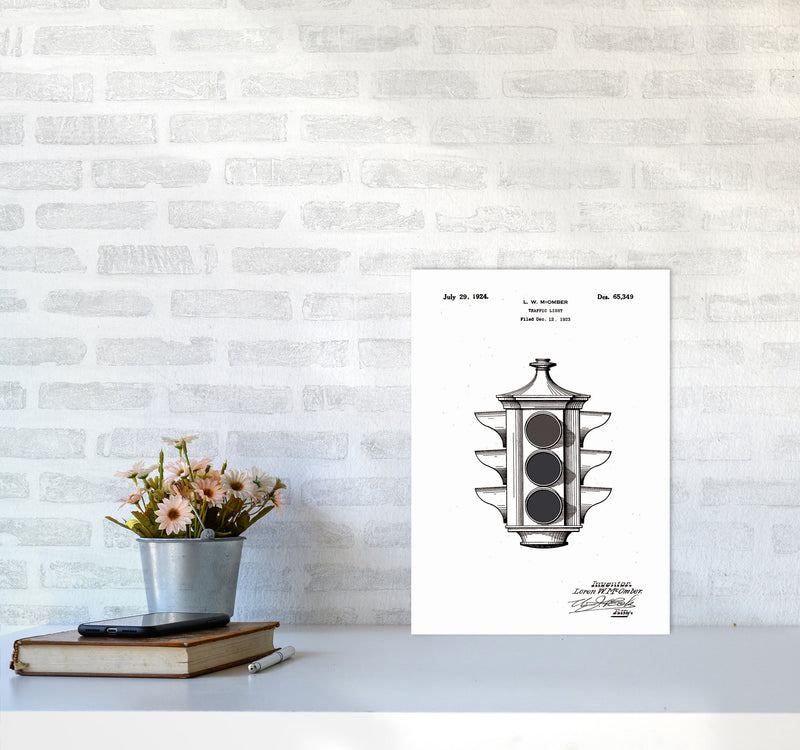 Traffic Light Patent Art Print by Jason Stanley A3 Black Frame