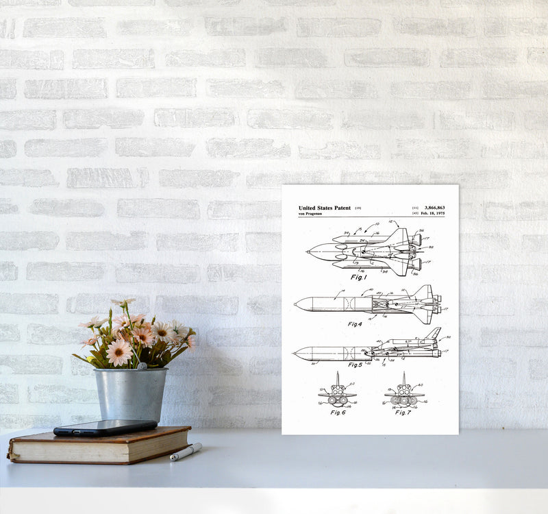 Space Shuttle Patent Art Print by Jason Stanley A3 Black Frame