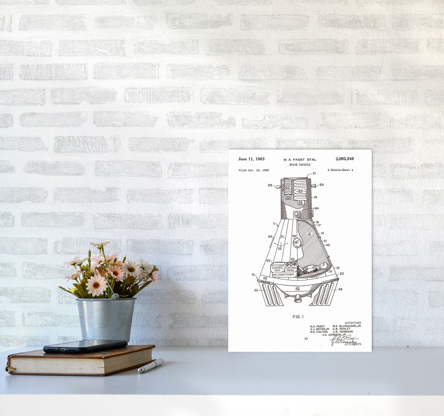Space Capsule Patent Art Print by Jason Stanley A3 Black Frame