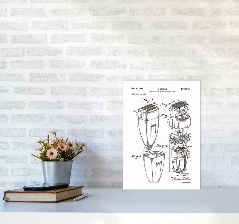 Electric Razor Patent Art Print by Jason Stanley A3 Black Frame