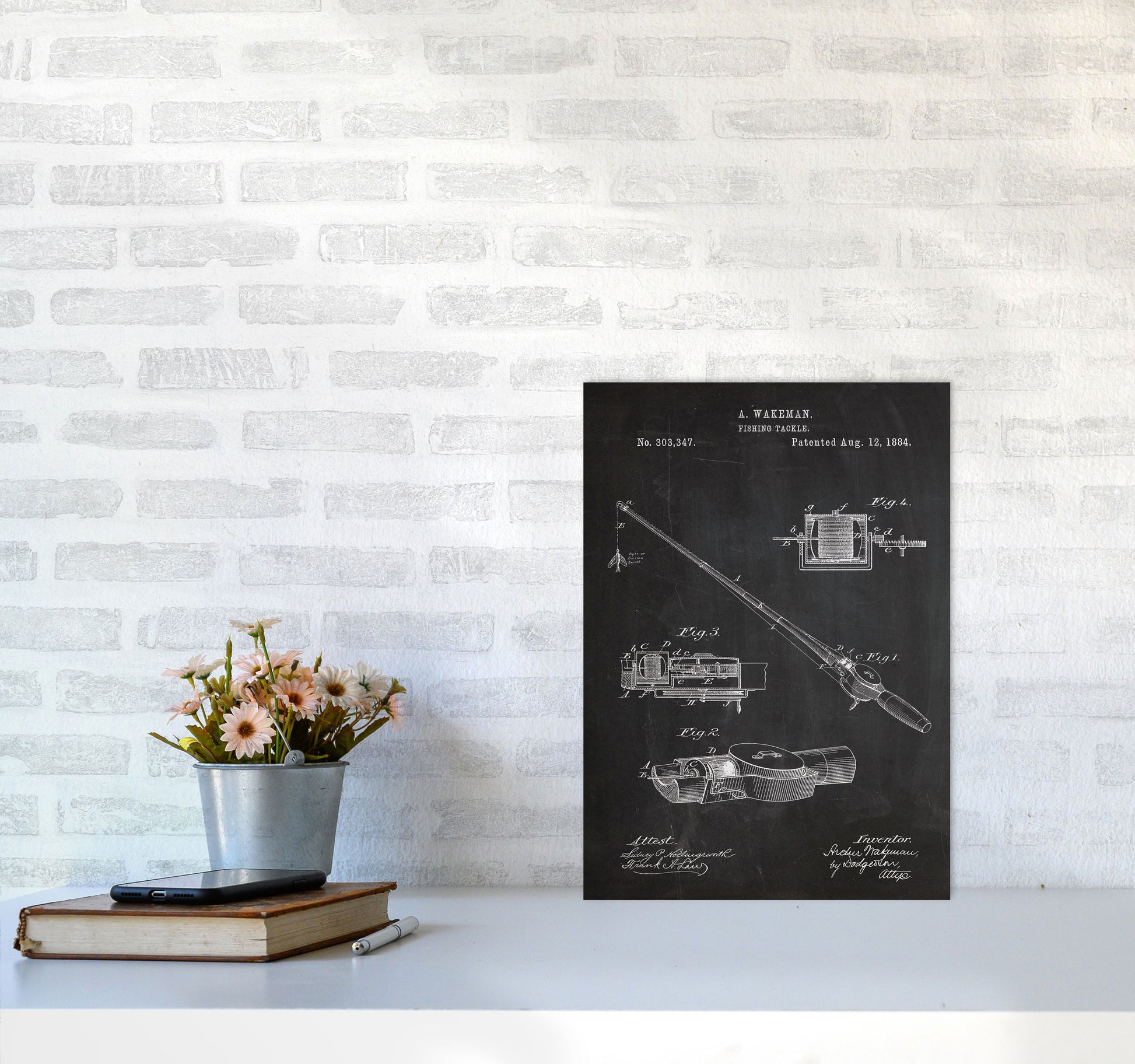 Fishing Rod Patent Art Print by Jason Stanley A3 Black Frame