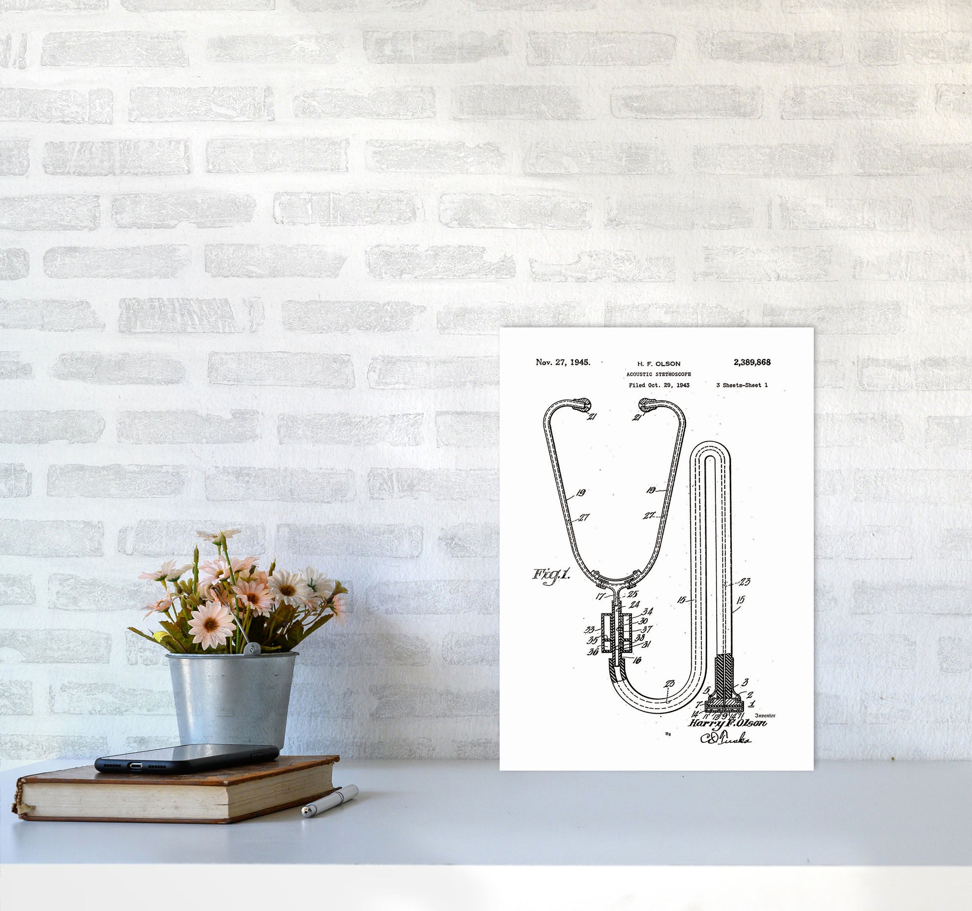 Stethoscope Patent Art Print by Jason Stanley A3 Black Frame