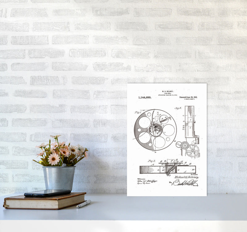Film Reel Patent 2 Art Print by Jason Stanley A3 Black Frame