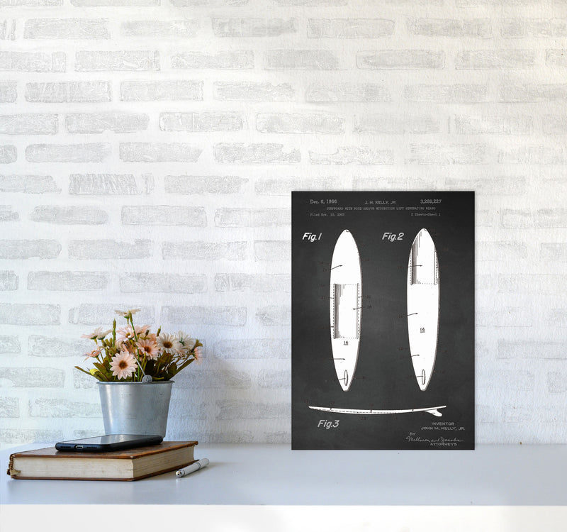 Surfboard Patent 1 Art Print by Jason Stanley A3 Black Frame