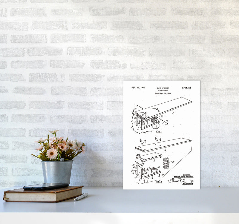 Diving Board Patent Art Print by Jason Stanley A3 Black Frame
