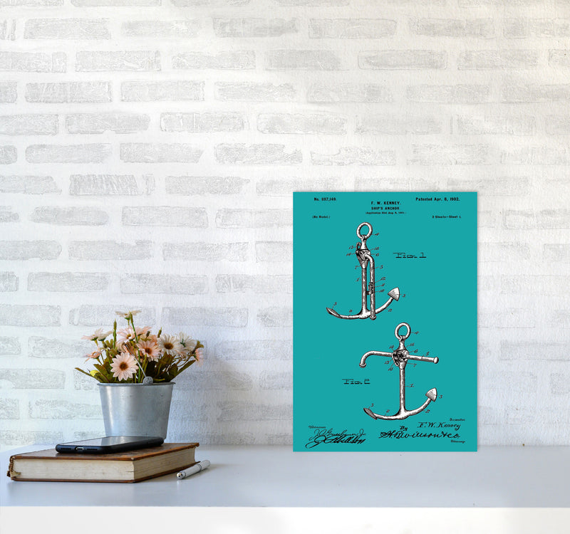 Anchor Patent Blue Art Print by Jason Stanley A3 Black Frame