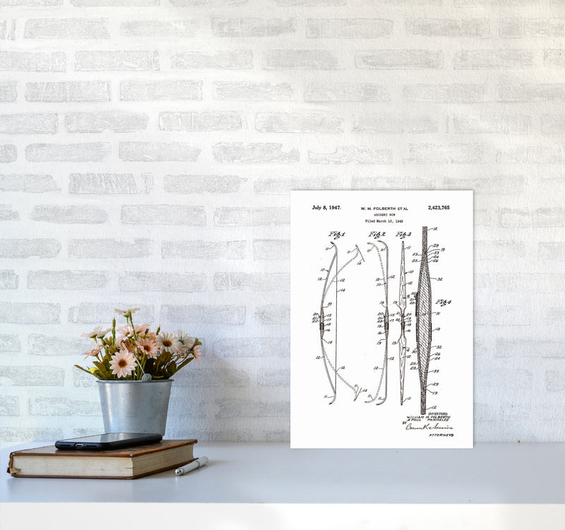 Archery Bow Patent Art Print by Jason Stanley A3 Black Frame