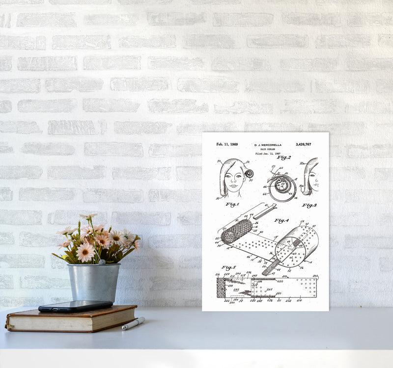 Hair Curler Patent Art Print by Jason Stanley A3 Black Frame