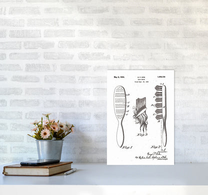 Hair Brush Patent Art Print by Jason Stanley A3 Black Frame