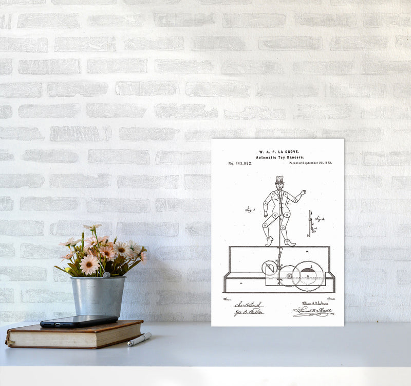 Toy Dancer Patent Art Print by Jason Stanley A3 Black Frame